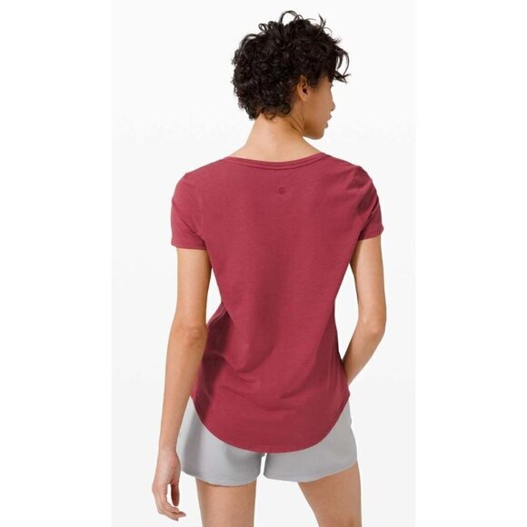 Lululemon Love Tee V Chianti Pink V-Neck Short Sleeve Athletic Top 6 - Picture 2 of 5